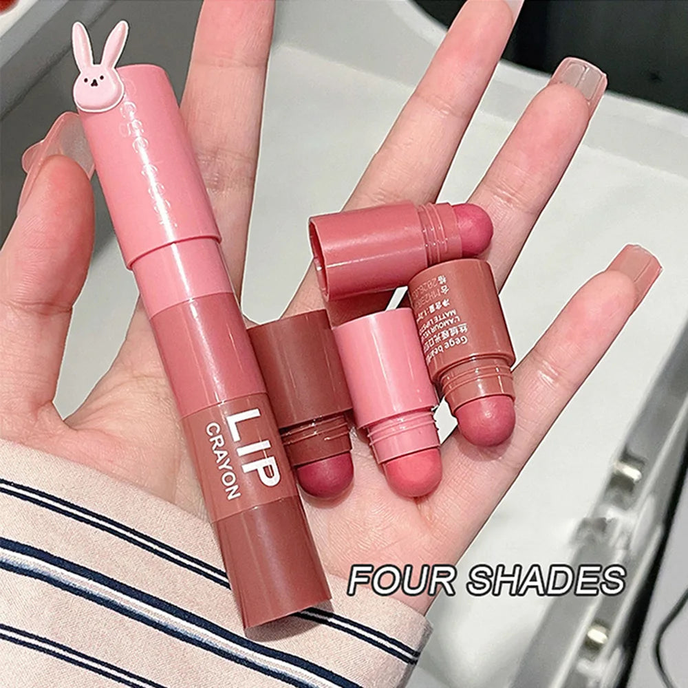 Gege Bear 1 Velvet Matte Crayon Lipstick Stay Makeup Pink Red Long Qme