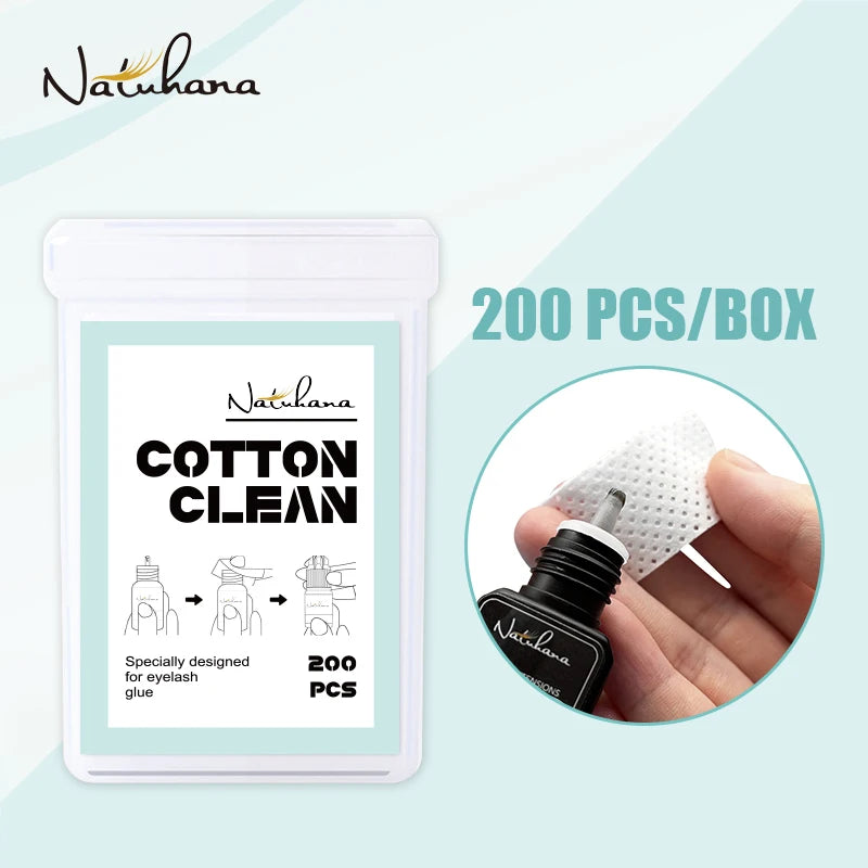 NATUHANA200pcs Lint-free Paper Cotton Wipes Eyelash Glue Remover Qme