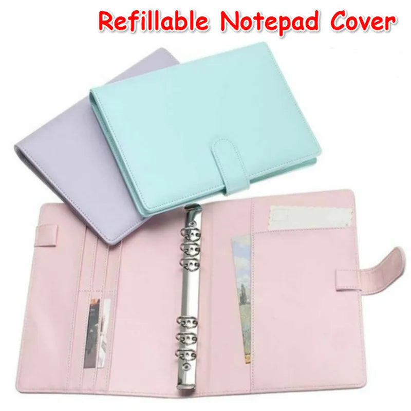 New Vintage Refillable Notebook File Folder Notepad Cover Leather Ring Binder Office Supplies Qme