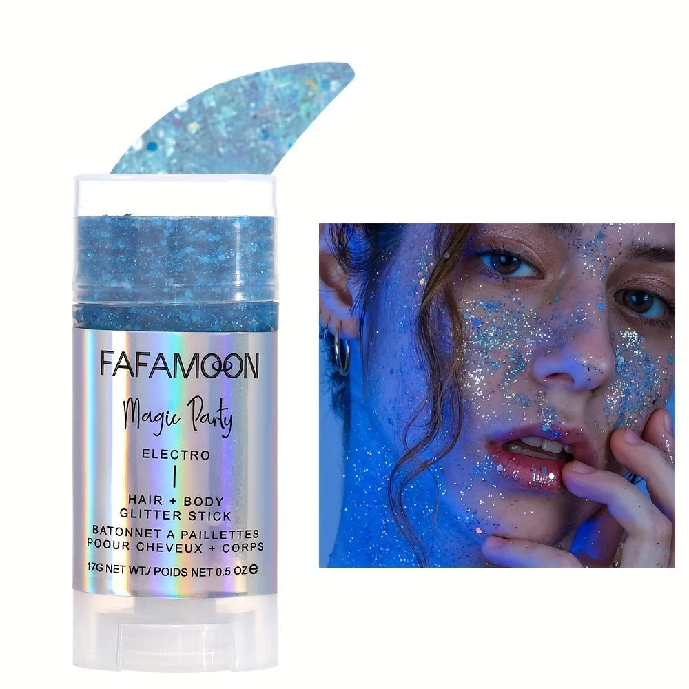 Body Glitter Stick, Singer Music Rave Festival, Rotating Mermaid Face Glitter Stick, Holographic Glitter for Face/Body/Hair/Eye Qme 02