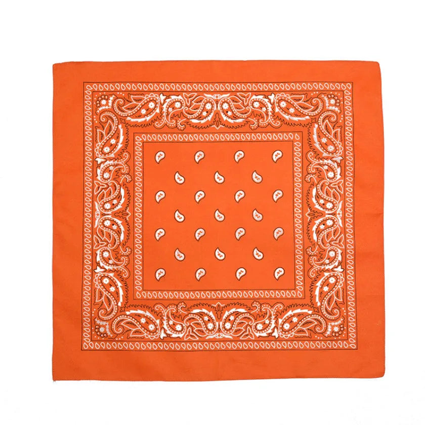 Fashion Hip Hop Bandana Kerchief Unisex Black Hair Band Neck Scarf Qme Orange 55CM-55CM