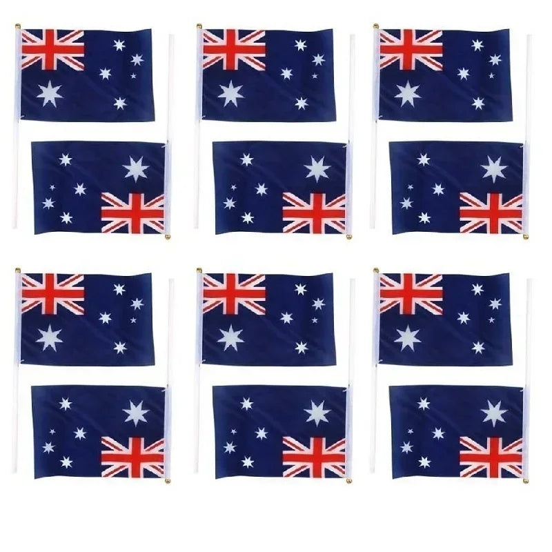 5/10pcs Hand Held Mini Flag Waving Australian National Flags Plastic Poles 21X14cm Australia Flag Ball Game Hand Cranked Flag Qme