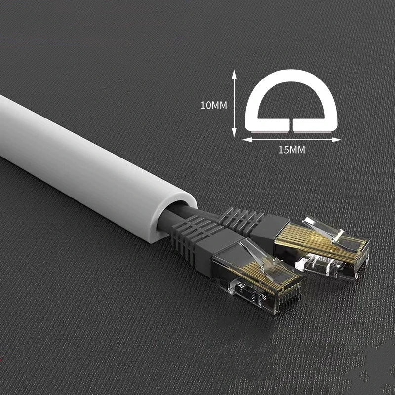 Arc Floor Cable Protector Invisible Flexible Cable Tray PVC Self-adhesive Anti-Step Protector Wire Organizer Home Decoration Qme white-A 1m