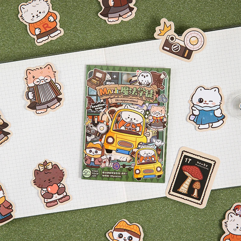 30 pcs/pack Cute Cartoon Stickers DIY Deco Scrapbooking Collage Junk Journal Creative Korea Stationery Craft Supplies Qme