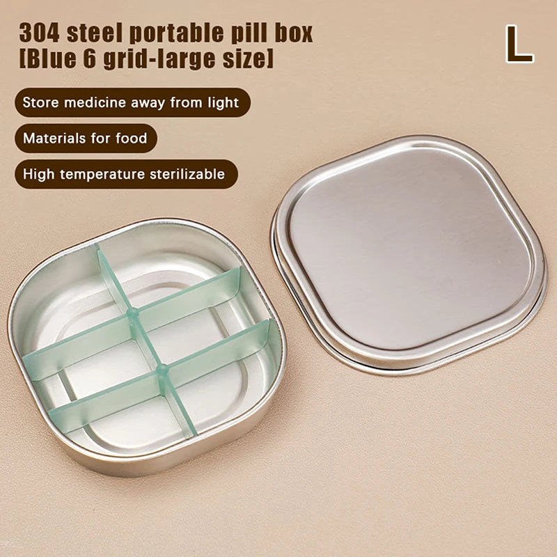 4 6-Grid Pill Organizer Sealed Travel Medicine Box Tablet Storage Qme 8Grids Blue