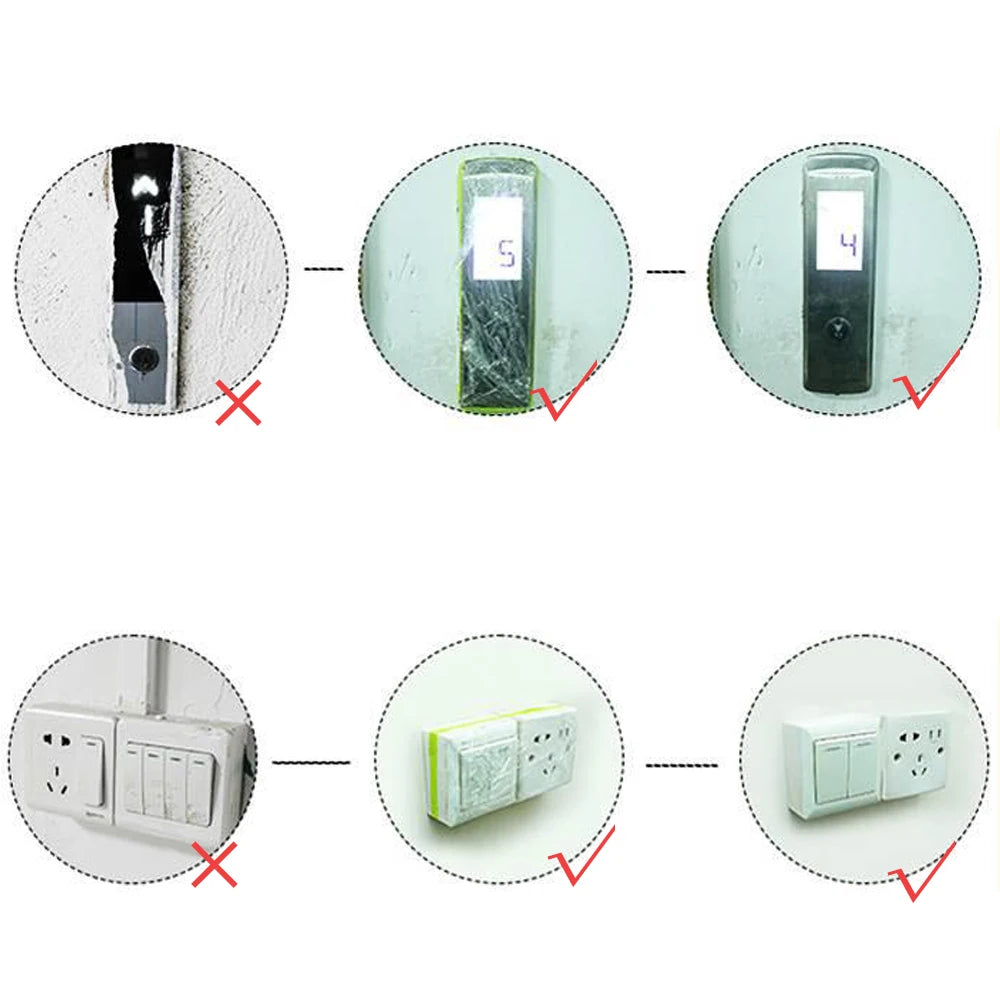 3 Sizes Pre-Taped Electrostatic Adsorption Masking Film for Spray Painting Switch Elevator Buttons Protector Covering Sheet Qme