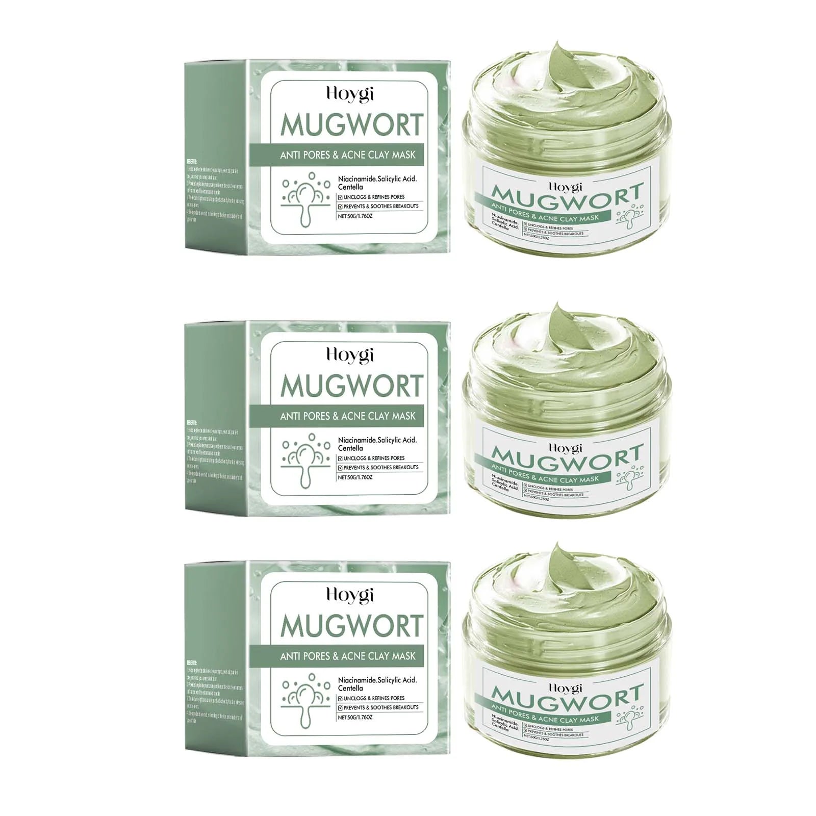 Face Clean Mask Pore Shrinking Oil Control Deep Cleansing Exfoliating Acne Treatment Moisturizing Blackhead Remover Mud Mask Qme 3 x 50g Boxed