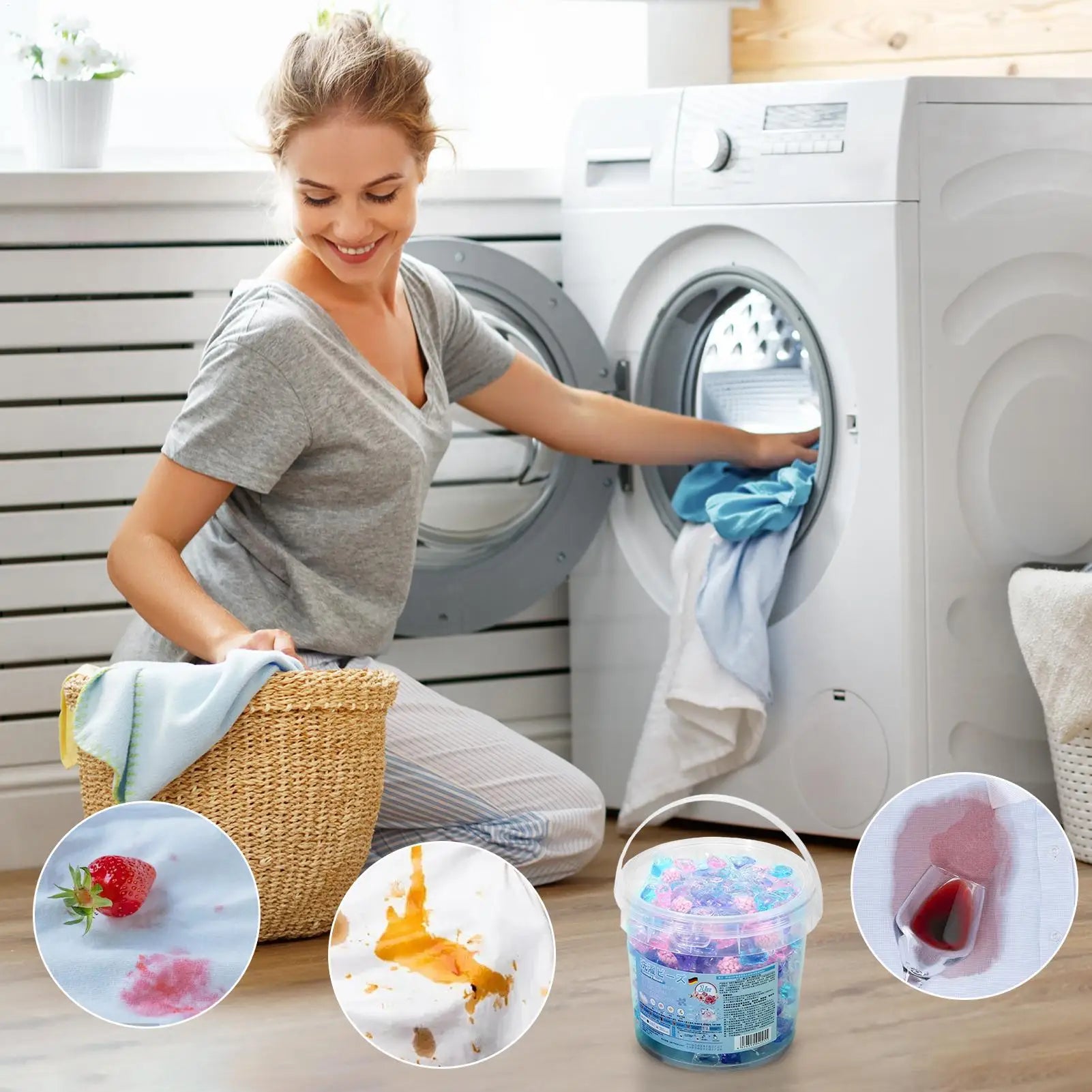Clothing Washing Pods Deep Cleaning Color Protection Laundry Pods for Washing Machine for Apartment Bathroom Home Dorm Room Qme