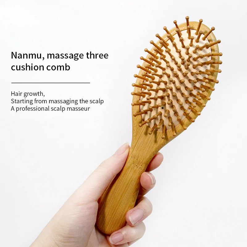 Wood Comb Professional Healthy Paddle Cushion Hair Loss Massage Brush Qme