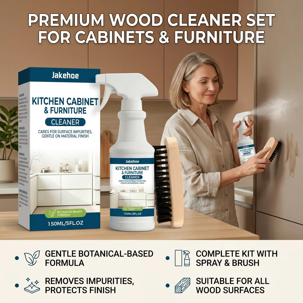 JAKEHOE Kitchen Cabinet & Furniture Cleaning Spray Remove Stubborn Oil Stains Restore Luster Easy-to-Use Gentle Surface Cleaner Qme