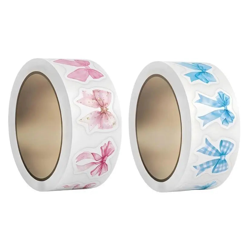 Bow Pattern Packaging Stickers Roll Removable Decals DIY Scrapbook Qme