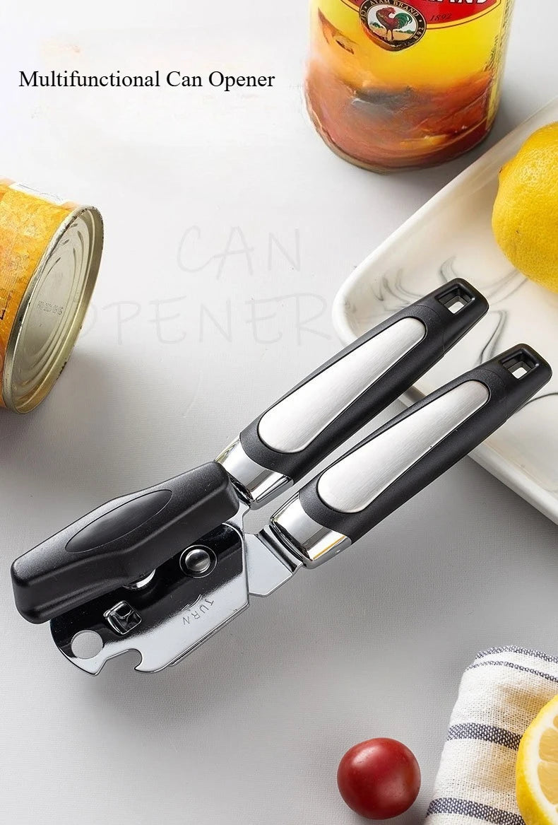 1-2pcs Stainless Steel 3-in-1 Manual Can Opener, Multifunctional Beer Bottle Opener, Kitchen Jar & Tin Can Opening Tool for Home Qme