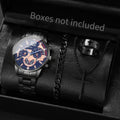 4 Pçs/set Homens Relógios de Negócios Moda Mostrador Árabe Relógio de Quartzo para Homens Relógio Conjunto de Jóias Reloj Hombre Qme 1