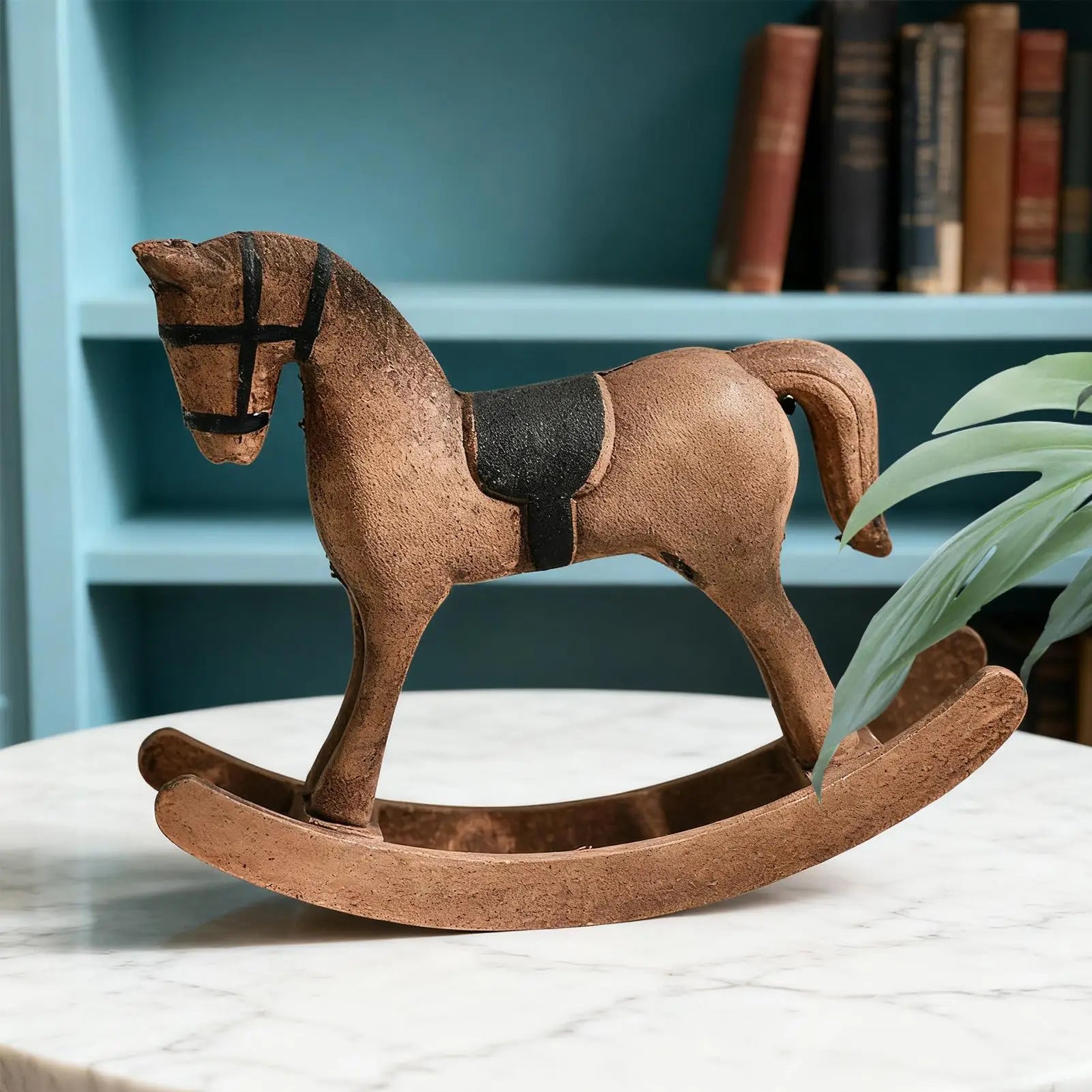 Horse Figurine Vintage Wooden Funny Rocking Toys Desk Sculpture Qme