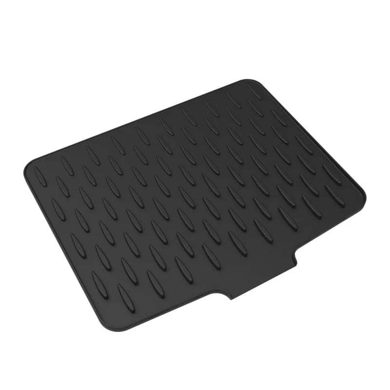 Silicone Kitchen Sink Drain Mat Drying Mat Non-slip Tableware Drain Pot Drying Filter Mat Suitable for Countertops Sinks Qme black 36 x 28cm