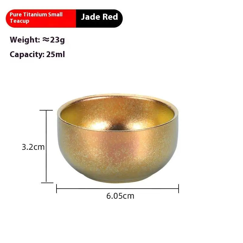 Pure Titanium Small Tea Cup Coffee Outdoor Portable Camping Tableware Qme 2 Light Red