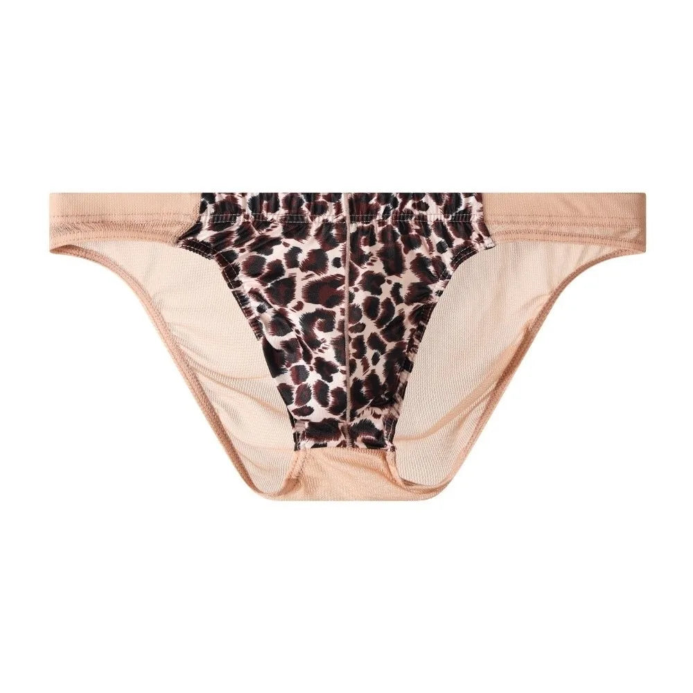 Comfortable Lingerie Leopard Triangle Panties Low Waist Breathable Qme Nude 2XL 1pc