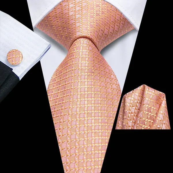 Professional Mens 3-Piece Suit Set: Necktie, Pocket Square & Cufflinks, Classic Design for Wedding Qme DPTH-LDSN3907