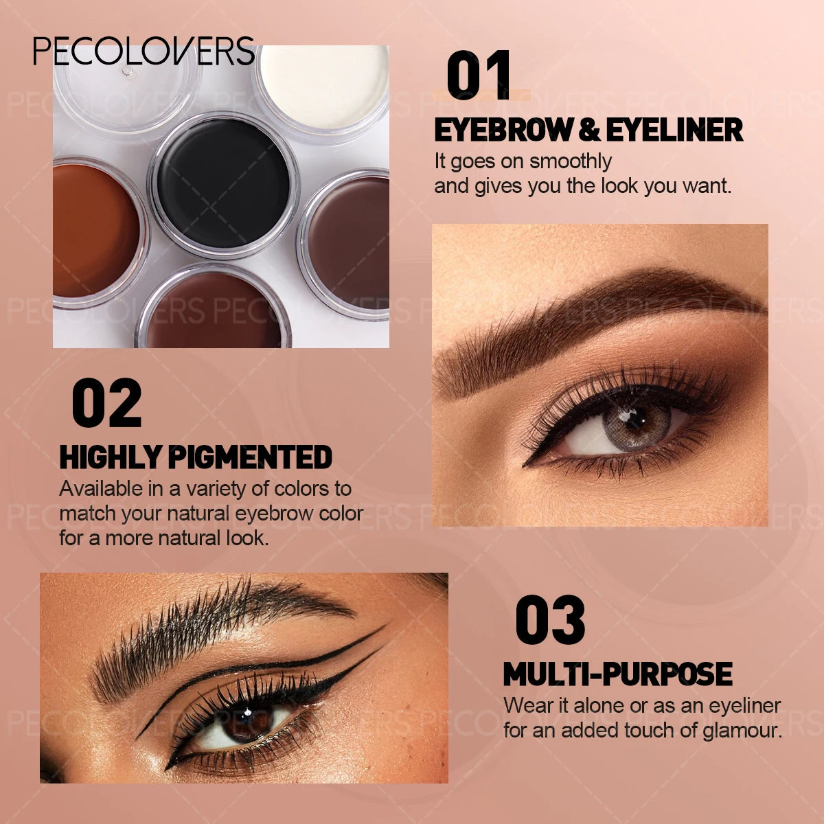 1 Brow Eyeliner Gel Soft Brush Long-lasting Eyebrow Powder Easy Qme