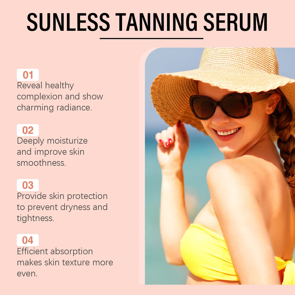 Herbal Self Tanning Essence Spray Sunless Tanning Enhance Skin Melanin Liquid Bronzer Natural Tanner For Body Face Nourishing Qme