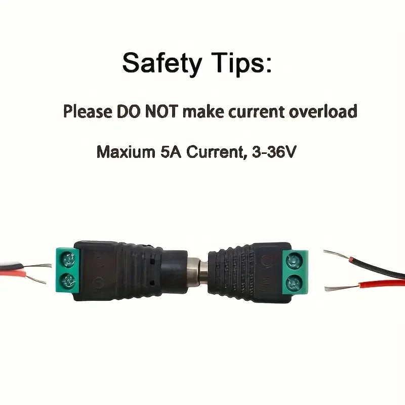 100pcs DC Male Female Connector DC12V 2.1mm X 5.5mm DC Power Plug Adapter Connector for CCTV Cameras LED Strp Qme