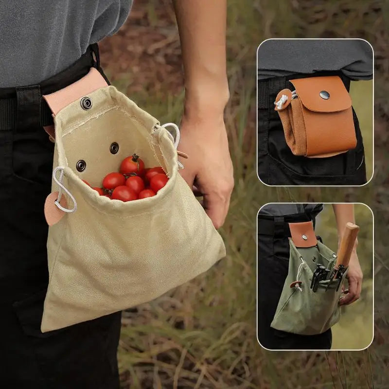 Foldable Foraging Bag Canvas Bushcraft Pouch Storage Bags Easy Qme