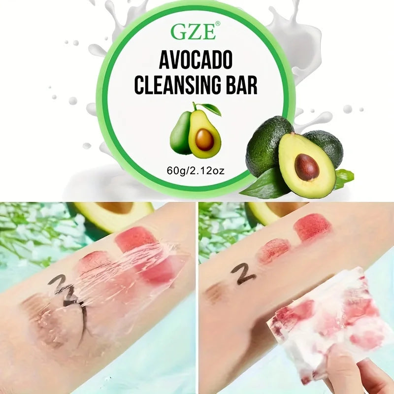 GZE Soft And Gentle Avocado Cleansing Balm Soap With Refreshing Scent - Moisturizing Makeup Remover And Cleansing Bar PH Balance Qme