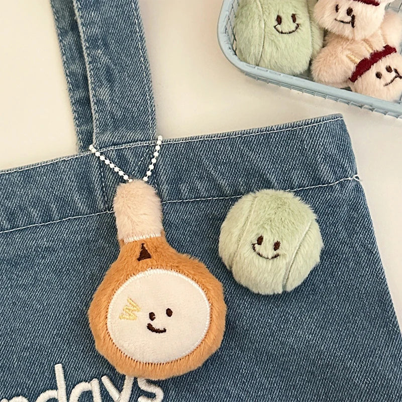 Cartoon Plush Badminton Tennis Keychain Fluffy Cute Creative Soft Qme