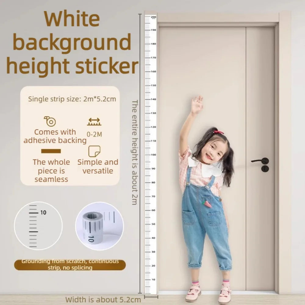 2m Writable PVC Wall Height Measuring Sticker Removable Self Adhesive Decor For Household Space Body Height Recording Qme White 1 PC