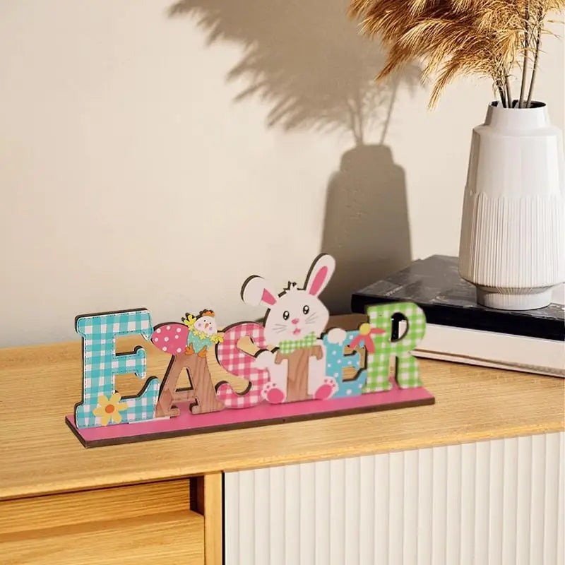 Bunny Easter Sign Table Gnome Wooden Tiered Tray Decor 2X Desk Qme