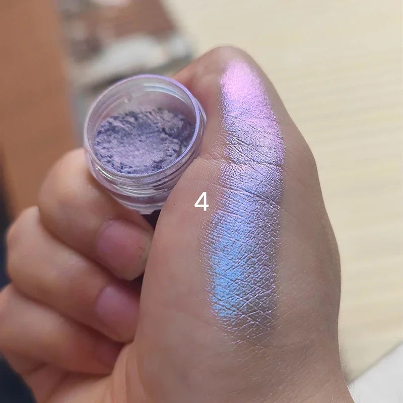Ultra-Thin Waterproof Color Shift Holographic Eyeshadow Highlighter MultiChrome Shifting Pigments Duochrome Chameleon Eyeshadow Qme 4