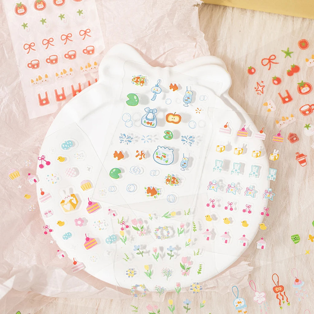 30 Sheets/Book Mini Cute Nail Stickers for DIY Scrapbooking Journal Phone Case Laptop Decoration Nail Art Water Decals Qme