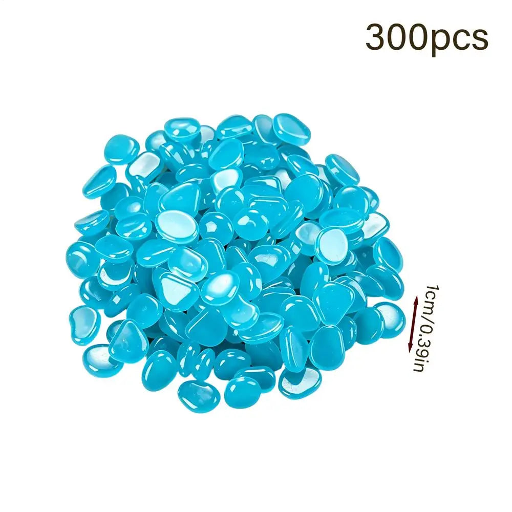 Garden Glowing Stones 300-Pieces Resin Decorative Yard Pebbles Glowing Pebble Rocks for Walkway Backyard Fairy Garden Pathway Qme 300PCS