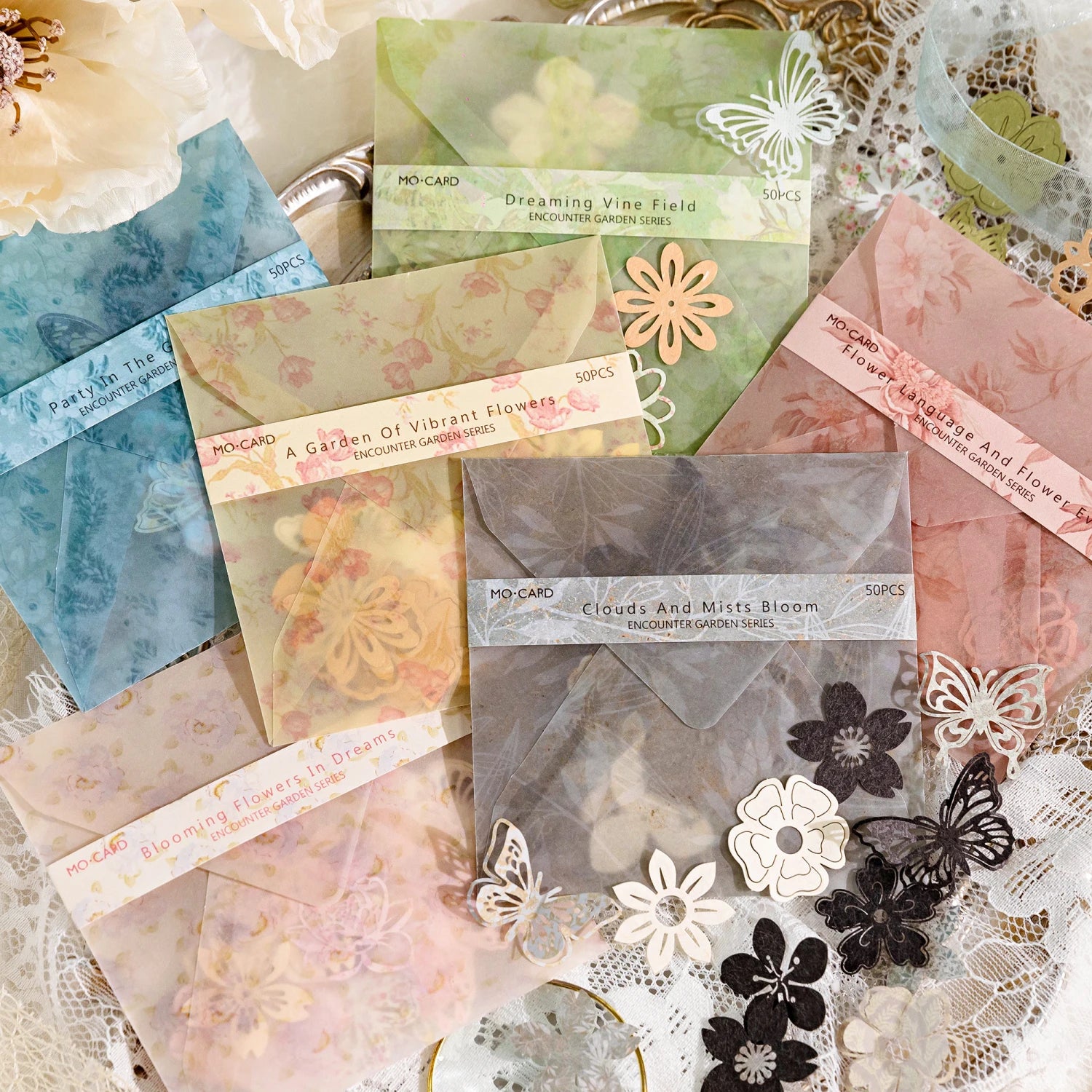 50 pcs Vintage Lace Hollow Frame Floral Material Paper Junk Journal Planner Scrapbooking Decorative Photo Albums Craft Supplies Qme