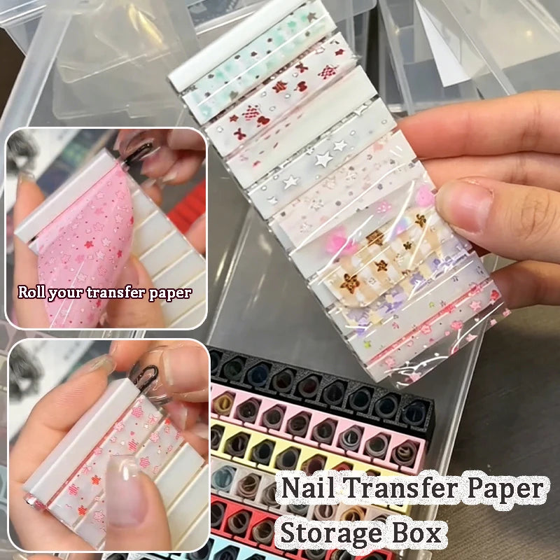 10 Grids Nail Transfer Foil Paper Storage Holder Roll-Up Nail Foil Stickers Space-Saving Manicure Tool Nail Art Accessories Qme