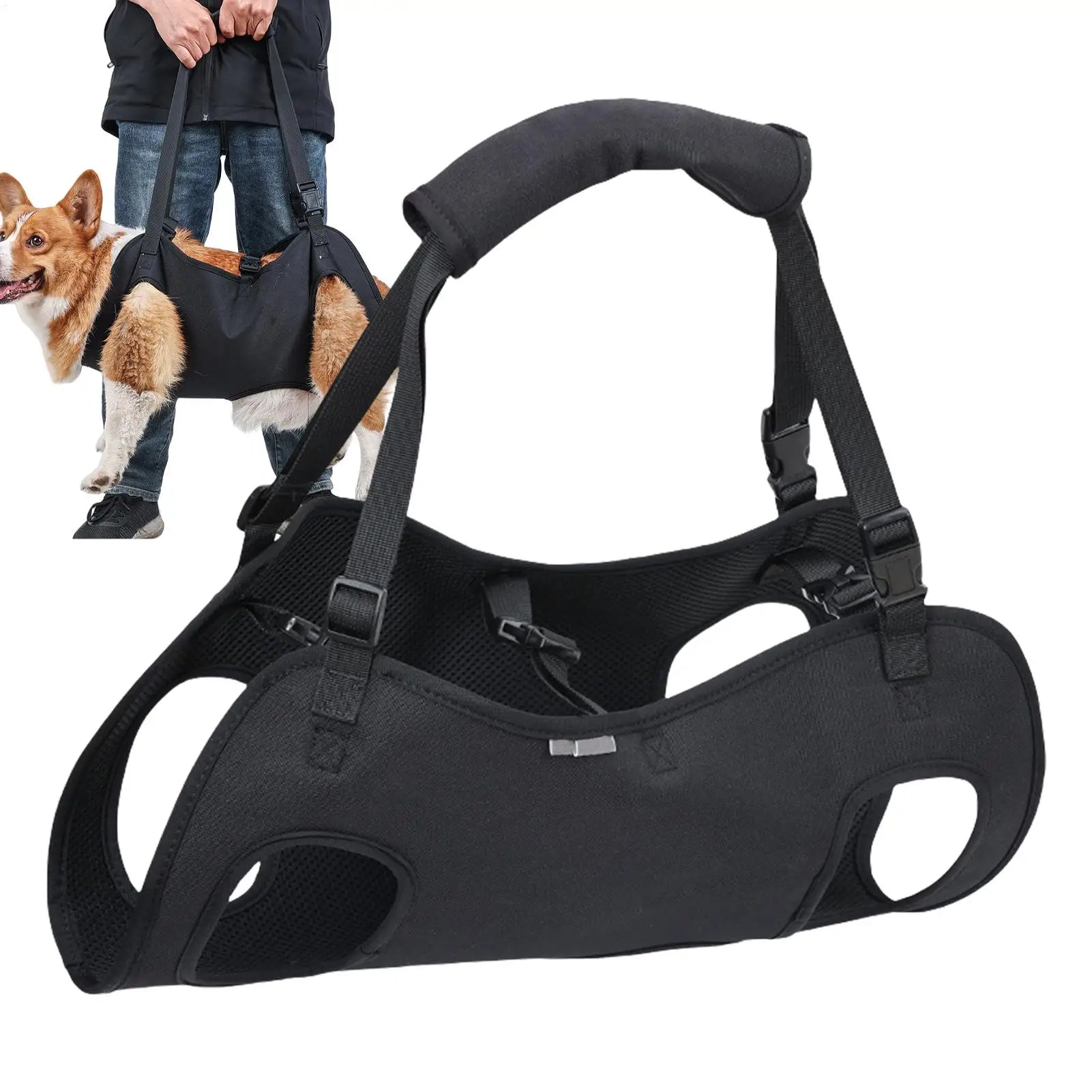 Pet Rehabilitation Sling Pet Support Harness Puppy Rehabilitation Lift Vest Adjustable Strap Thicken Handle For Joint Injuries Qme