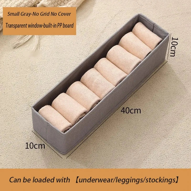 Household Organization Pants Storage Box Clothes Organizers of Cabinets and Drawers Fabric Foldable Boxes for Bedroom Wardrobe Qme Grey S