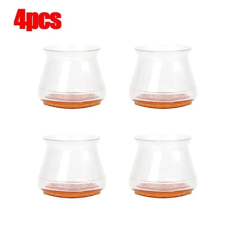 Transparent Silicone Chair Leg Floor Protector with Wrapped Felt Bar Stool Chair Leg Furniture Leg Feet Protection Cover 16/4PCS Qme 4pcs L(30mm-40mm)