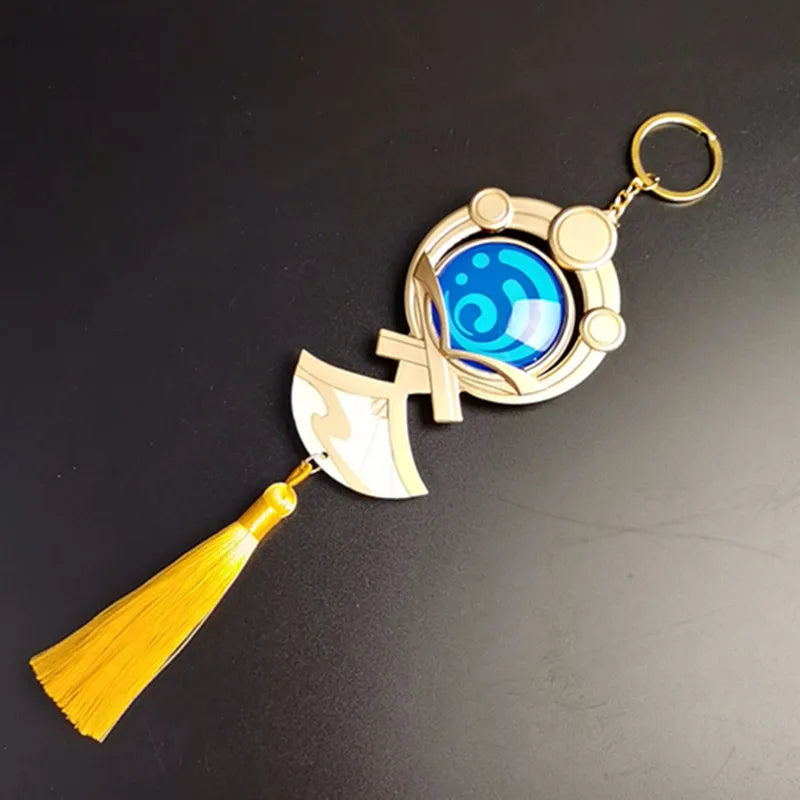 God Eye Keychain Cosplay Anime Role Kamisato Ayato Game Genshin Impact Vision Alloy Pendant Fashion Accessory Jewelry Prop Gift Qme