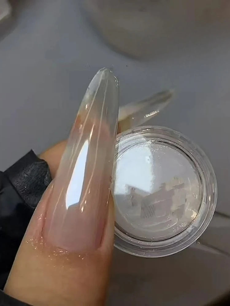 New 1pcNail Mirror Aurora Glitter Crystal Powder Bright Moonlight Pearl White Buffing Powder DIY Manicure Highlight Shimmer Dus Qme silver