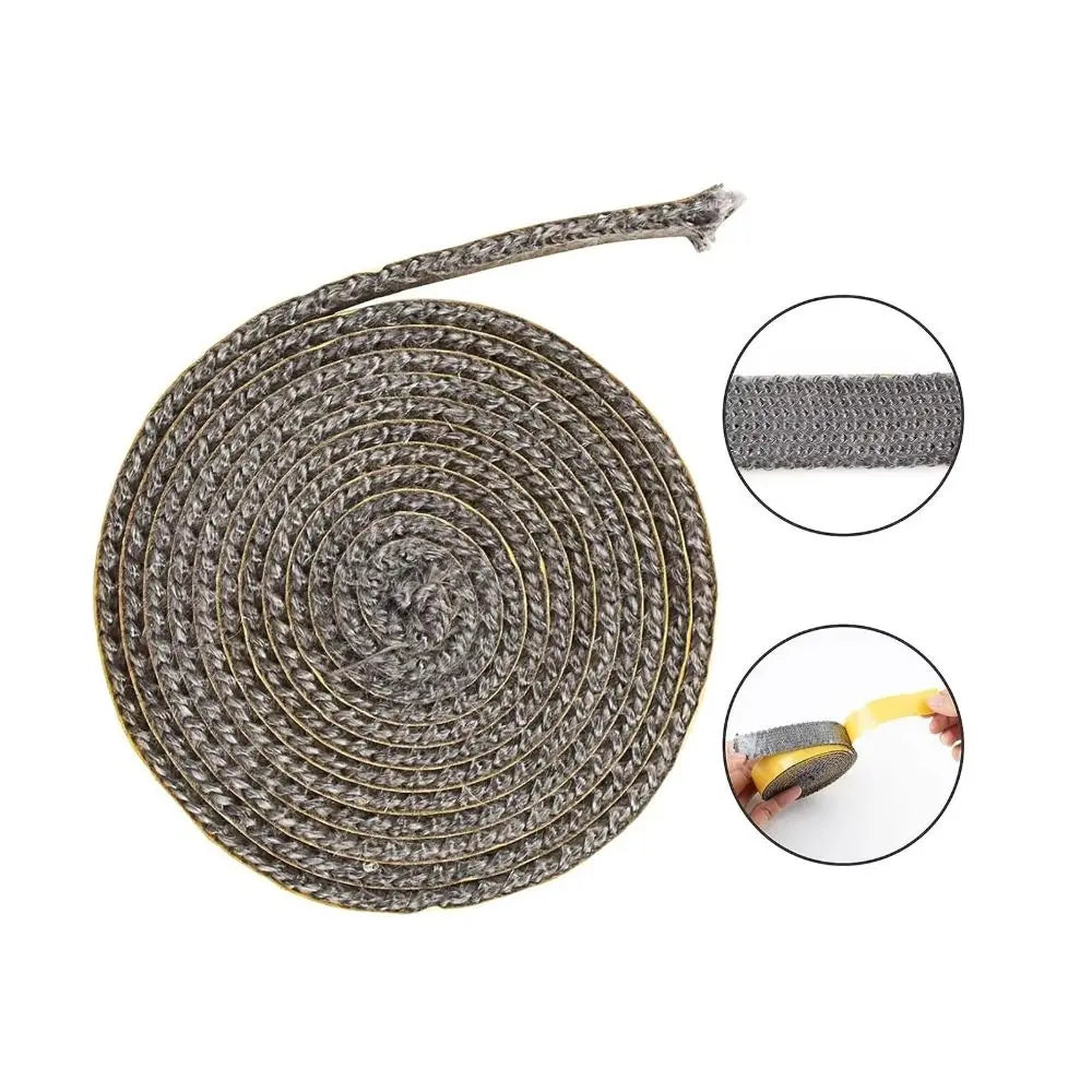 Self Adhesive Fireplace Seal Rope Heat Resistant Fiberglass Wood Stove Gasket Tape Flat Stove Sealing Rope Pellet Stove Qme