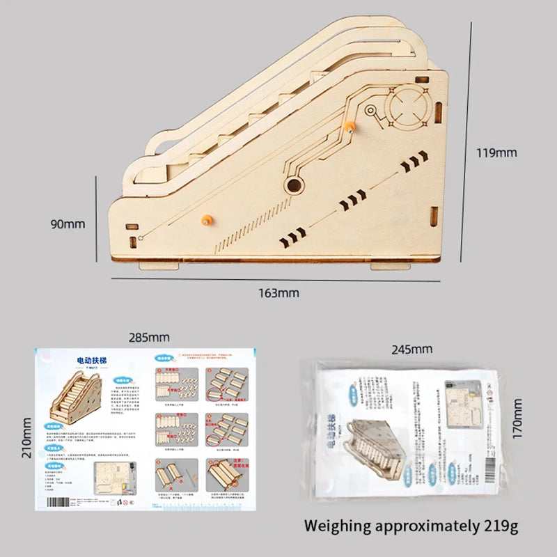 School Physics Equipment DIY 3D Wood Escalator Science Experiment Qme