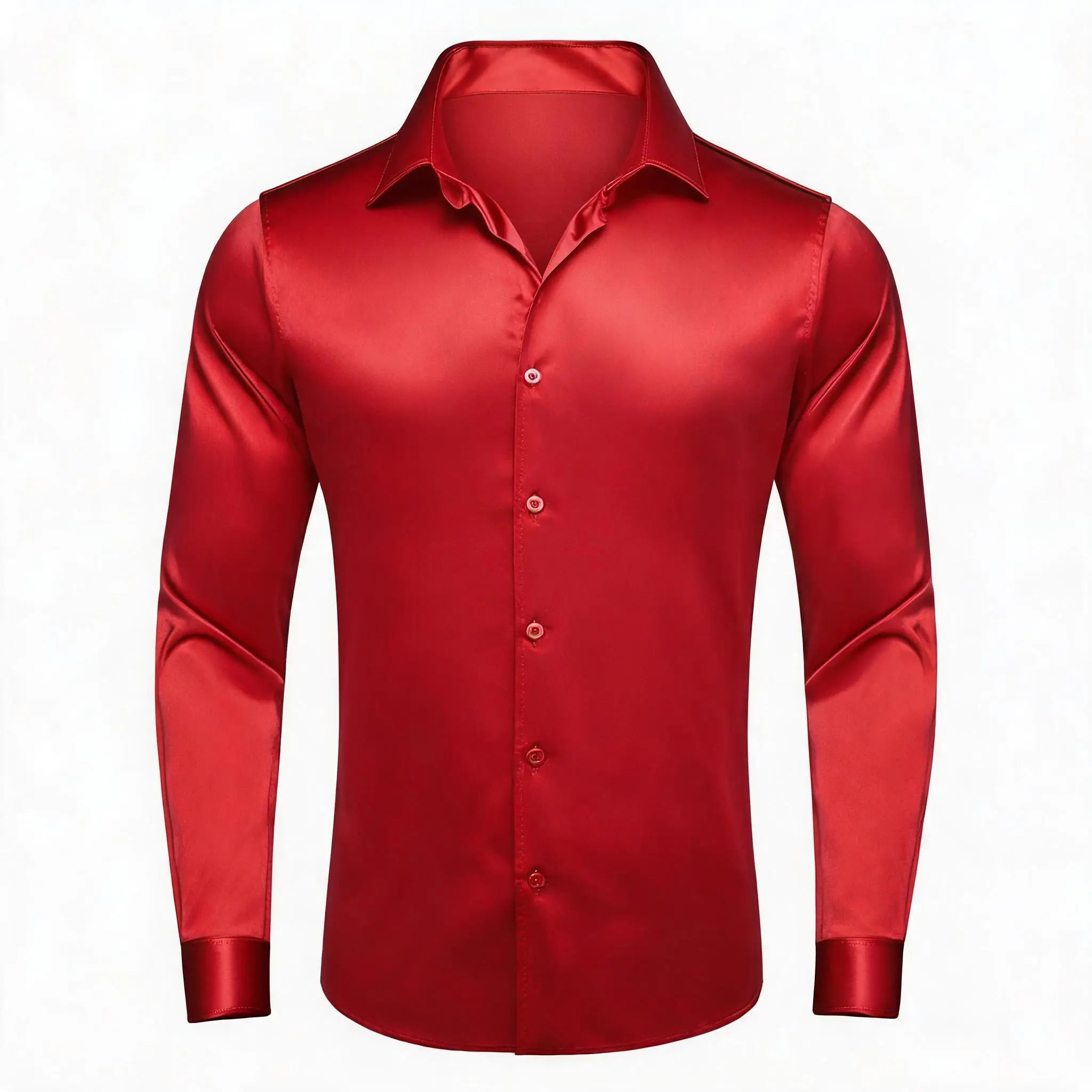 Solid LS Shirt Brown or Pink or Purple or Green or Blue or Black or Red Basic Button Office Daily Fit Qme HT-CYDJ1217 S