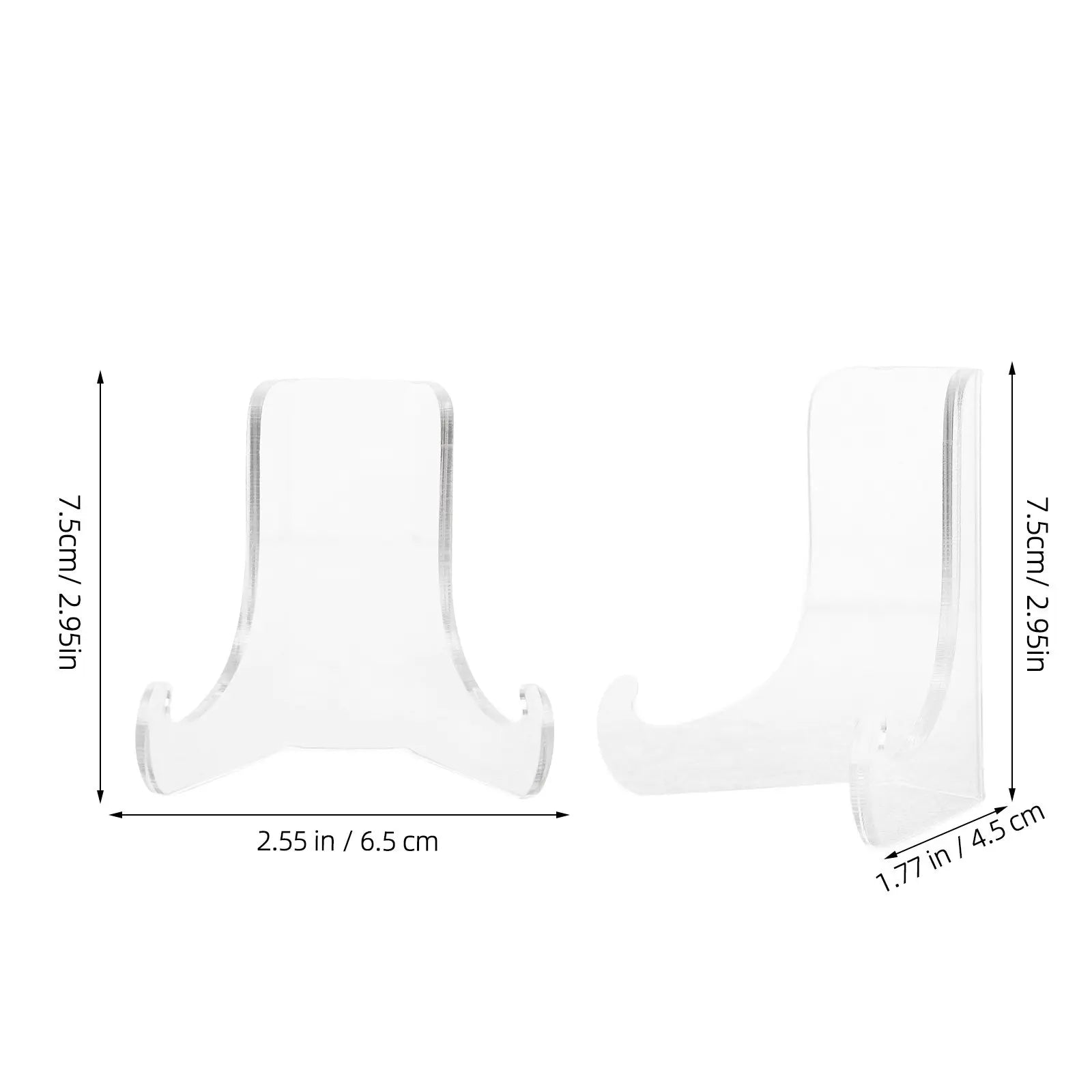 2Pcs Clear Acrylic Small Easel Stand for Photos Plates Cards Coins Mini Models Display Holder Home Office Wedding Party Qme