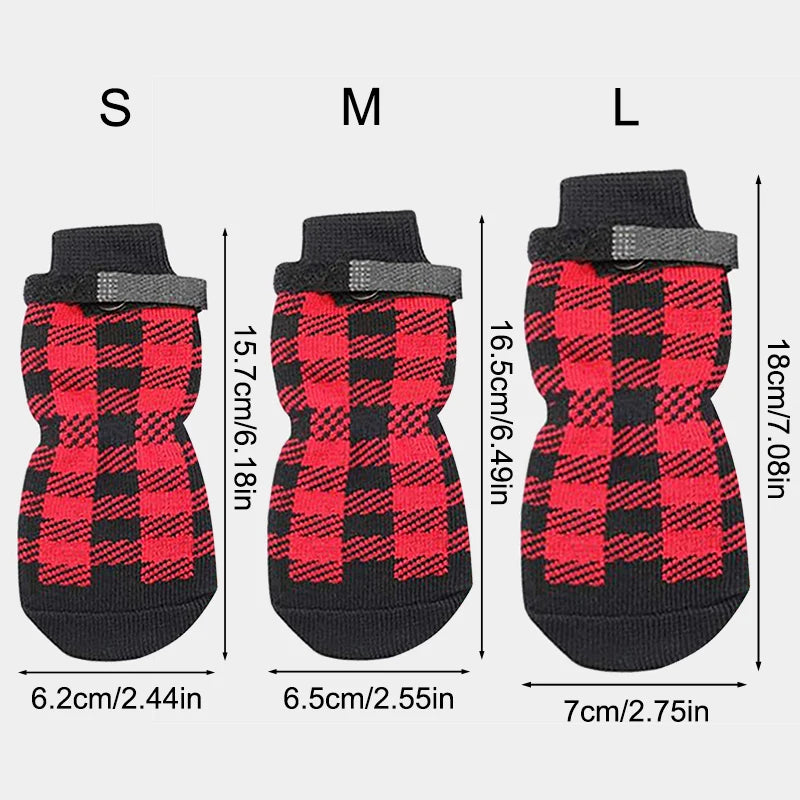 4PCS/Set Pet Socks Foot Cover Cat And Dog Socks Outdoor Non-Slip Waterproof Shoes Large And Small Dog Shoes Qme