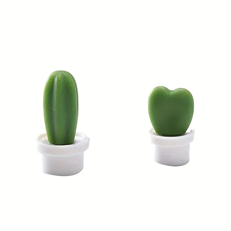 A set of household cactus potted plant style refrigerator magnetic stickers Qme