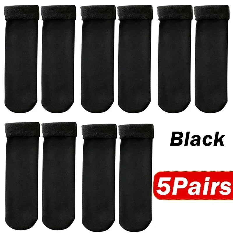 1 2 4 5Pair Women Winter Thicken Warm Short Socks Thermal Cashmere Qme Black6