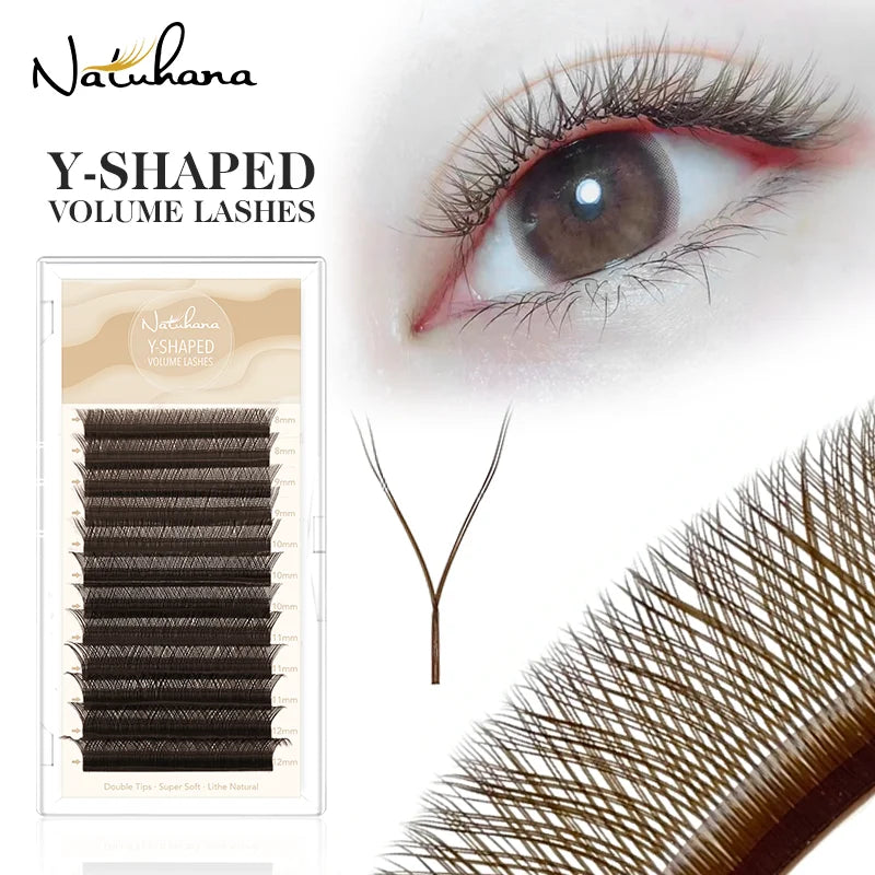 NATUHANA Brown YY Shape Individual Lash Clusters Soft PBT Colored Qme