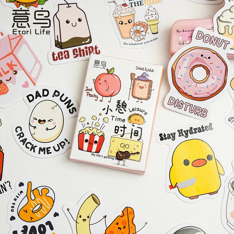 30 Sheets/Box Self-adhesive Sticker Kawill Dessert Character Creative Hand Tent Collage Material DIY Card Cup Sealing Sticker Qme