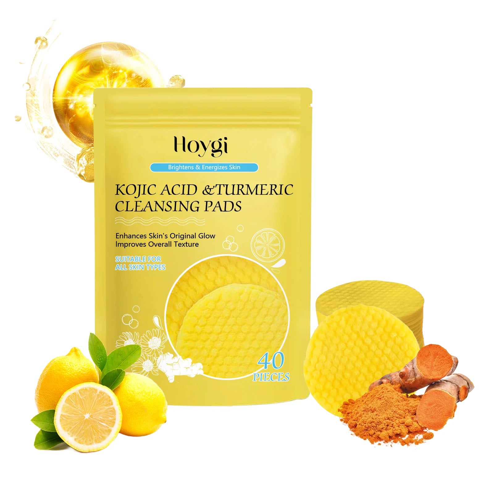 Turmeric Kojic Acid Cleansing Pads Exfoliating Pads Shrink Pores Removing Dead Skin Smooth Brightening Skin Face Cleansing Qme C 40Pads